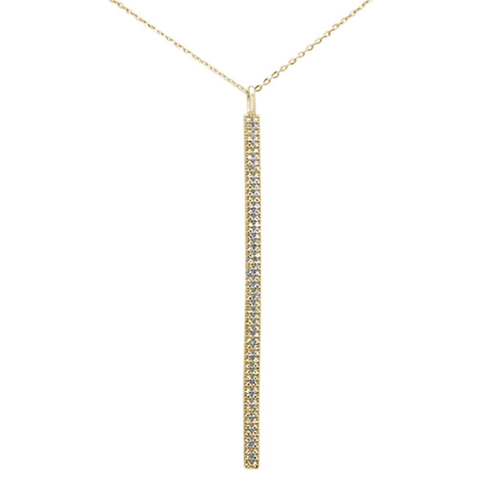 Muse Jewelry .22ct 14kt Yellow Gold Diamond Vertical Bar Drop Pendant Necklace 16"+2"