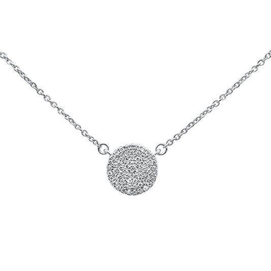 Muse Jewelry .11ct 14kt White Gold Diamond Micro Pave Disc Necklace 16"+2"