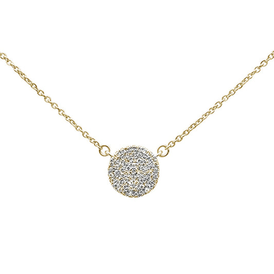 Muse Jewelry .13ct 14kt Yellow Gold Diamond Micro Pave Disc Necklace 16"+2"