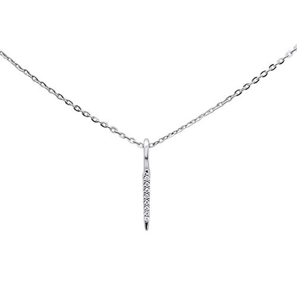 Muse Jewelry .01ct 14kt White Gold Trendy Diamond Vertical Drop Pendant Necklace 16"+2"