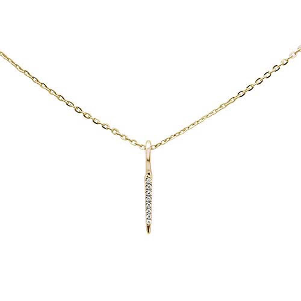 Muse Jewelry .01ct 14kt Yellow Gold Trendy Diamond Vertical Drop Pendant Necklace 16"+2"