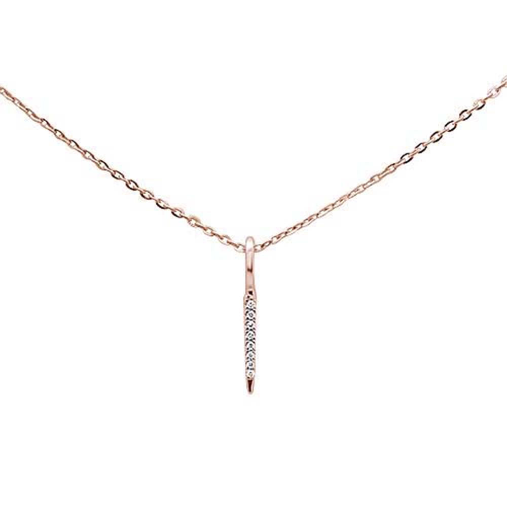 Muse Jewelry .02ct 14kt Rose Gold Trendy Diamond Vertical Drop Pendant Necklace 16"+2"