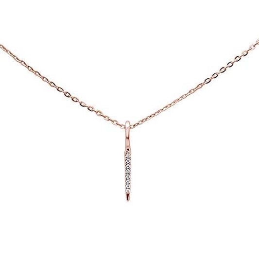 Muse Jewelry .02ct 14kt Rose Gold Trendy Diamond Vertical Drop Pendant Necklace 16"+2"