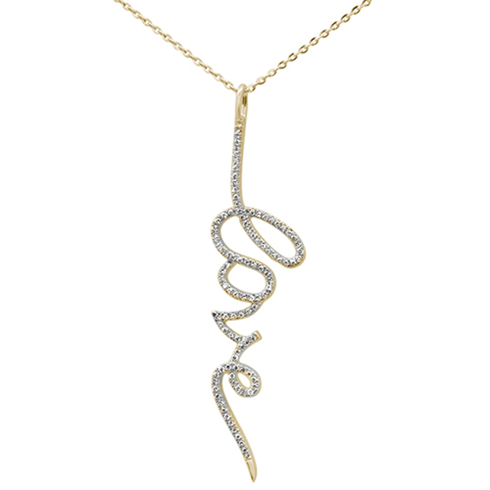 Muse Jewelry .2ct 14kt Yellow Gold Diamond Heart "LOVE" Script Pendant Necklace 16"+2" Ext