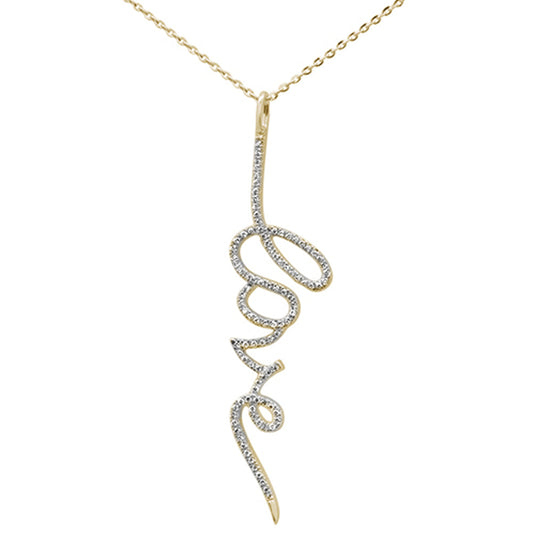 Muse Jewelry .2ct 14kt Yellow Gold Diamond Heart "LOVE" Script Pendant Necklace 16"+2" Ext