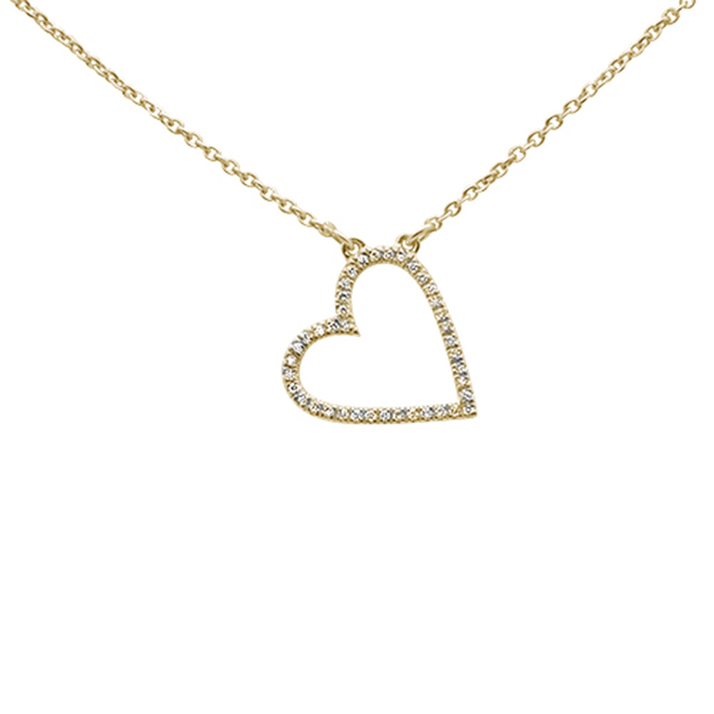 Muse Jewelry .11ct 14kt Yellow Gold Trendy Sideways Heart Diamond Pendant Necklace 16"+2