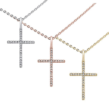 Muse Jewelry .05ct 14kt Gold Diamond Cross Pendant Necklace 16"+2" Ext