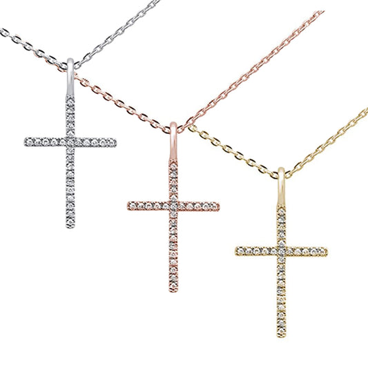 Muse Jewelry .05ct 14kt Gold Diamond Cross Pendant Necklace 16"+2" Ext