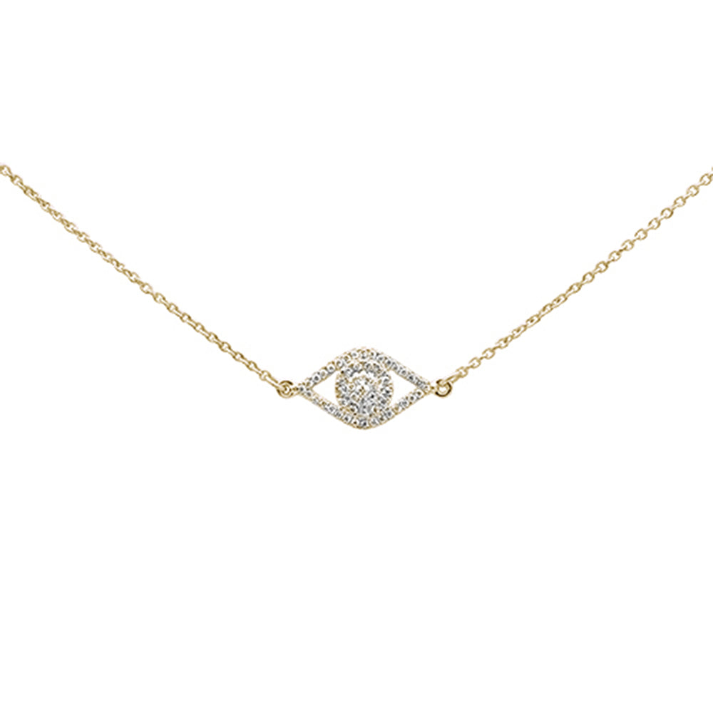 Muse Jewelry .11ct 14kt Yellow Gold Diamond Evil Eye Hamsa Pendant Necklace 16"+2" Ext