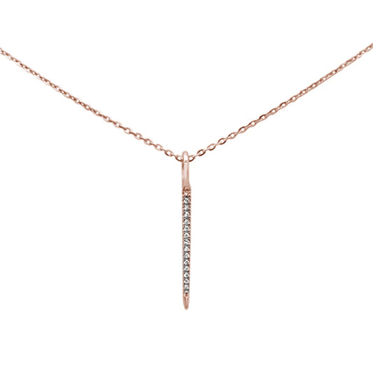 Muse Jewelry .04ct 14kt Rose Gold Diamond Drop Dangle Pendant Necklace 16"+2" Ext