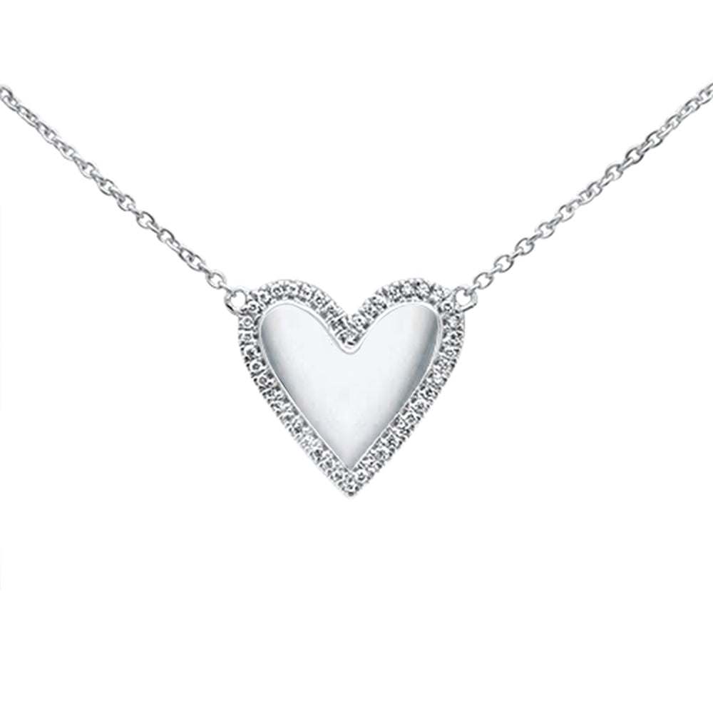 Muse Jewelry .07ct 14kt White Gold Heart Diamond Pendant Necklace 16"+2" Ext