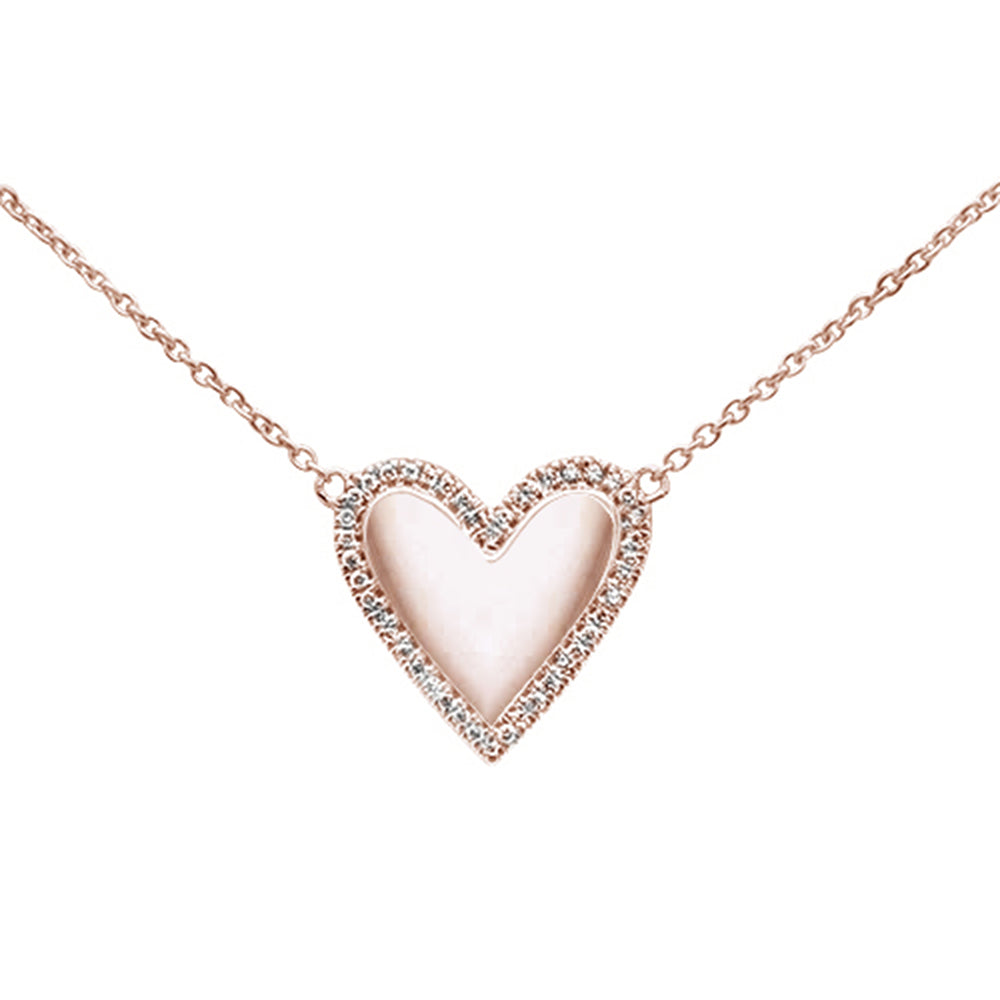 Muse Jewelry .09ct 14kt Rose Gold Diamond Heart Pendant Necklace 16"+2" Ext