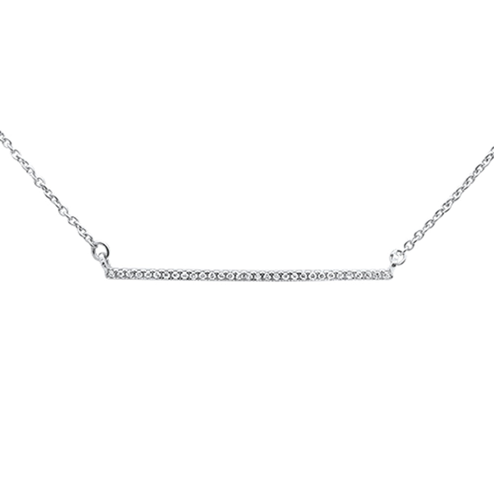 Muse Jewelry .06ct 14kt White Gold Trendy Diamond Bar Pendant Necklace 16"+2" Ext