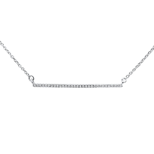 Muse Jewelry .06ct 14kt White Gold Trendy Diamond Bar Pendant Necklace 16"+2" Ext