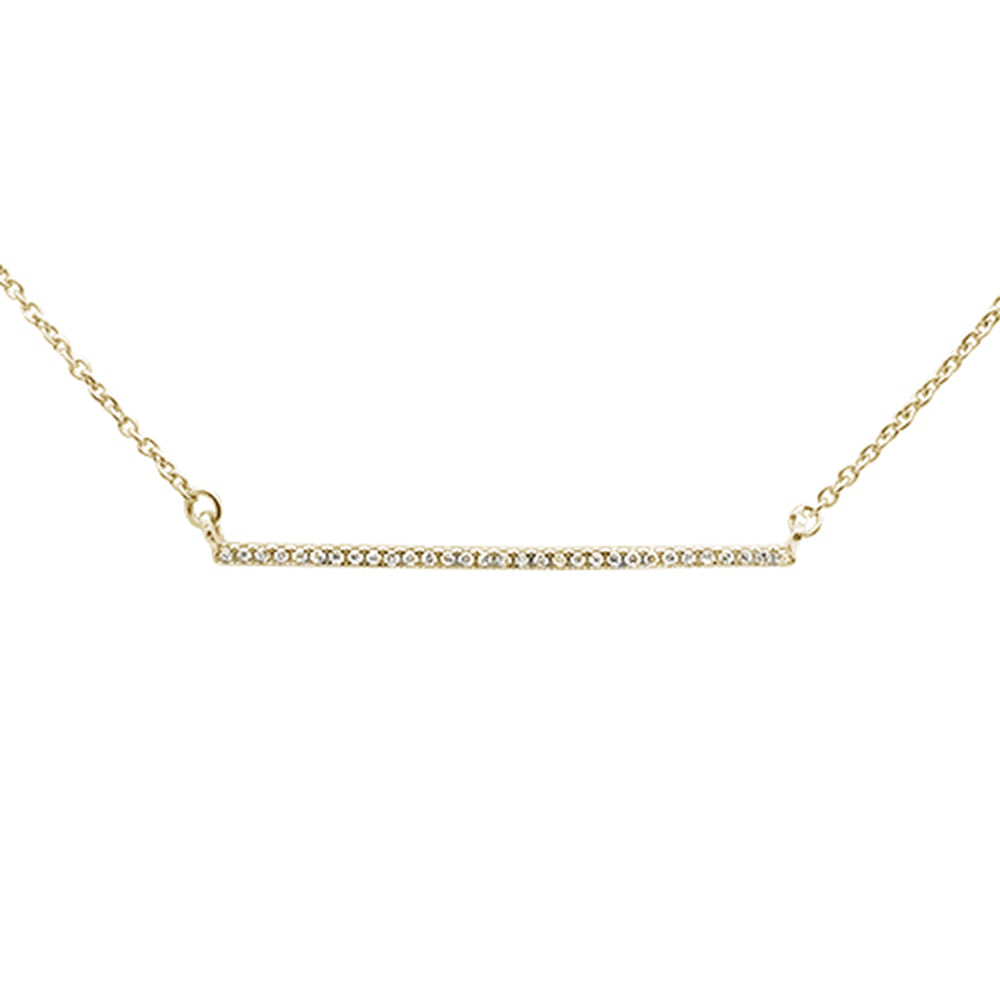 Muse Jewelry .06ct 14kt Yellow Gold Trendy Diamond Bar Pendant Necklace 16"+2" Ext