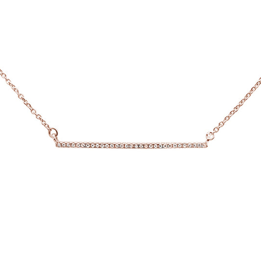 Muse Jewelry .07ct 14kt Rose Gold Trendy Diamond Bar Pendant Necklace 16"+2" Ext