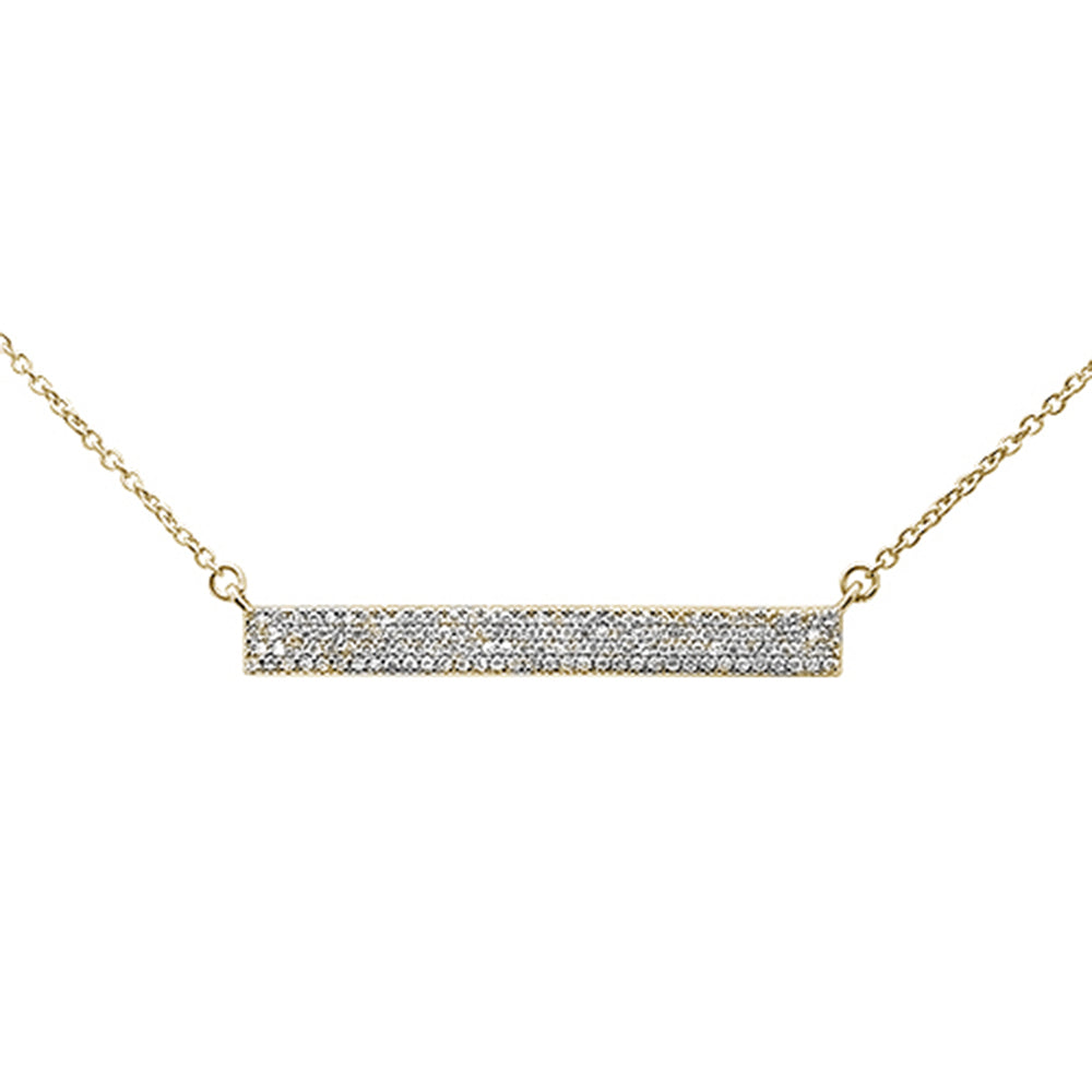 Muse Jewelry .29ct 14kt Yellow Gold MicroPave Trendy Bar Pendant Necklace 16"+2"