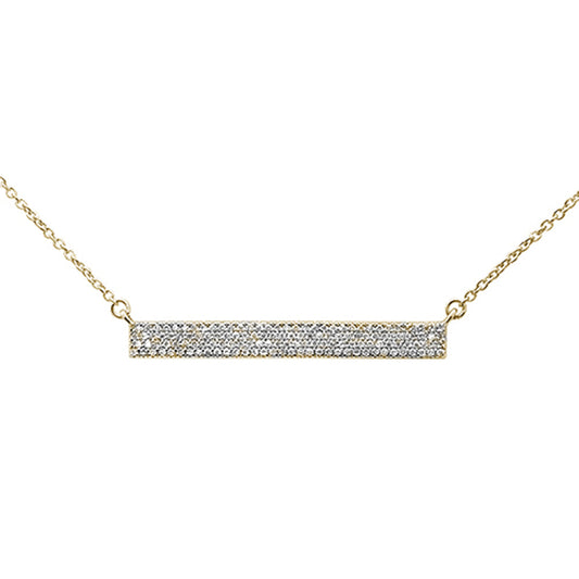 Muse Jewelry .29ct 14kt Yellow Gold MicroPave Trendy Bar Pendant Necklace 16"+2"