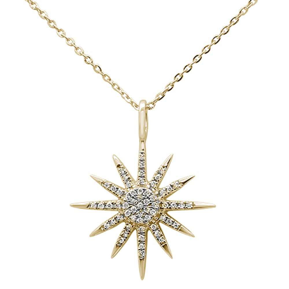 Muse Jewelry .11ct 14kt Yellow Gold Trendy Starburst Pendant Necklace 16"+2" Ext