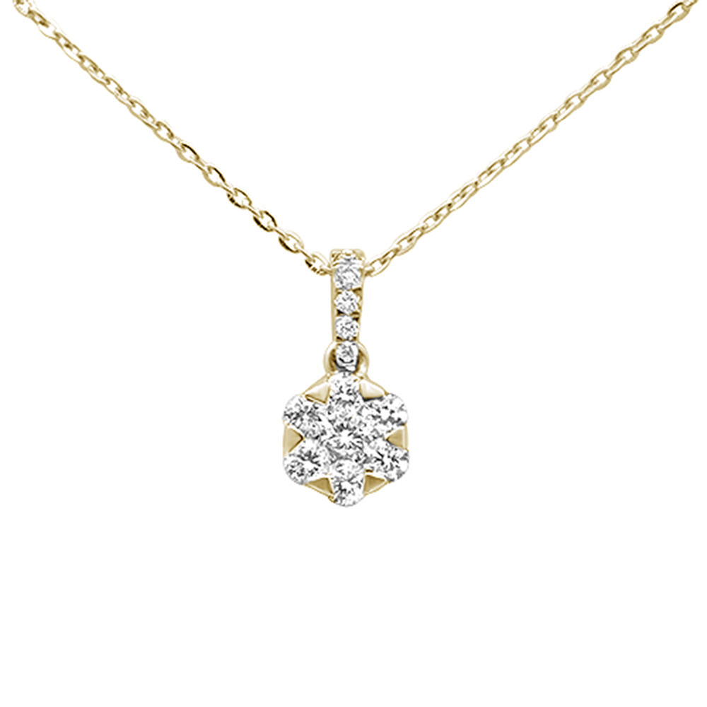 Muse Jewelry .31ct 14kt Yellow Gold Cluster Diamond Pendant Necklace 16"+2" Ext