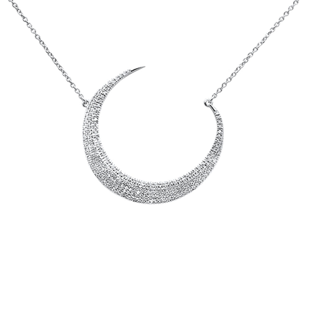 Muse Jewelry .35ct 14kt White Gold Crescent Moon Diamond Pendant Necklace 16"+2" Ext