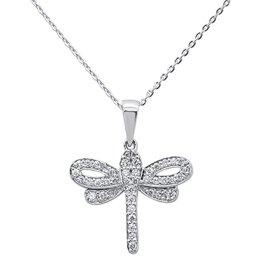 Muse Jewelry .33ct 14kt White Gold Dragonfly Diamond Pendant Necklace 16"+2" Ext