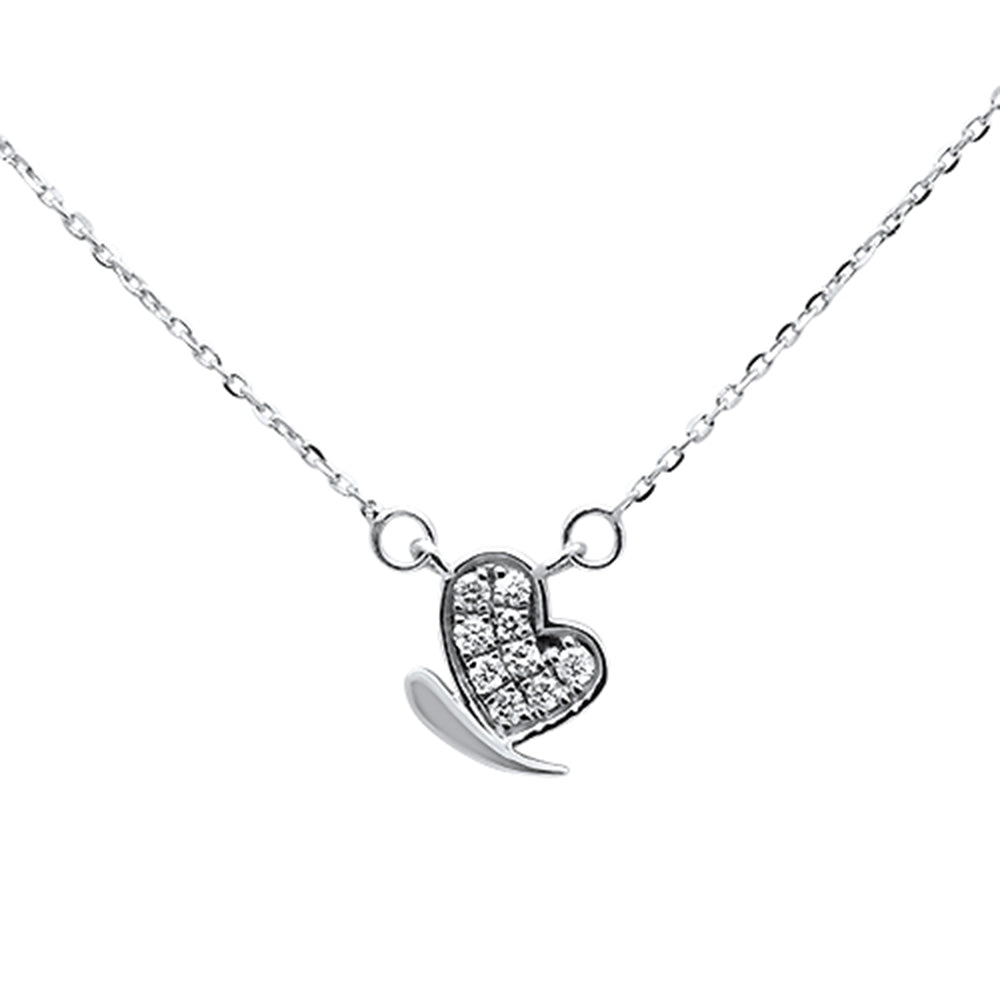 Muse Jewelry .10ct 14kt White Gold Diamond Heart Pendant Necklace 16"+ 2" Ext