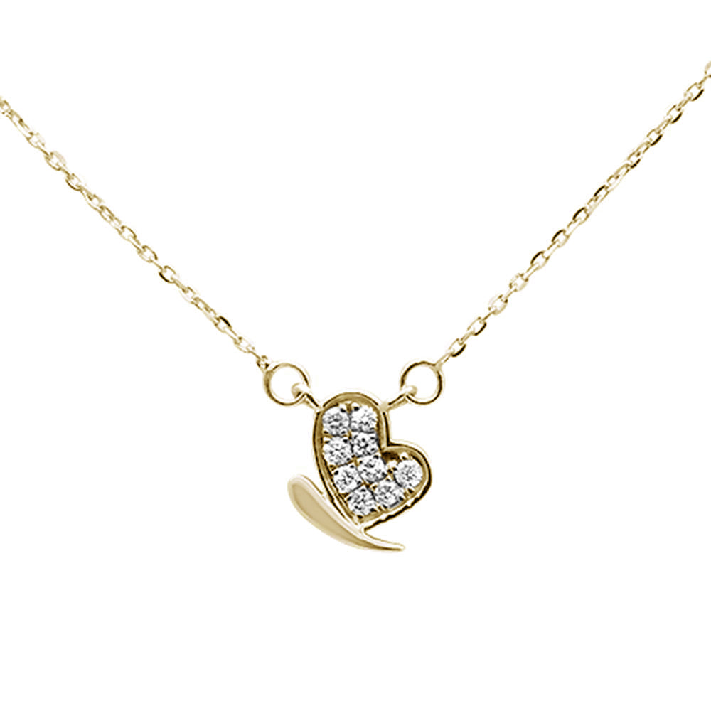 Muse Jewelry .12ct G SI 14K Yellow Gold Diamond Heart Pendant Necklace 18"