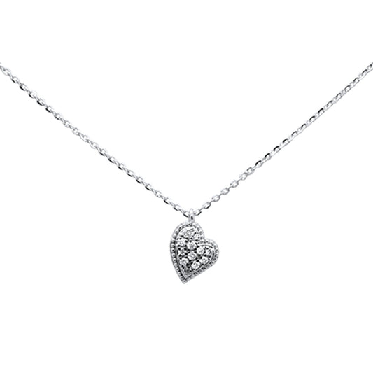 Muse Jewelry .07ct 14kt White Gold Diamond Heart Pendant Necklace 16"+ 2" Ext