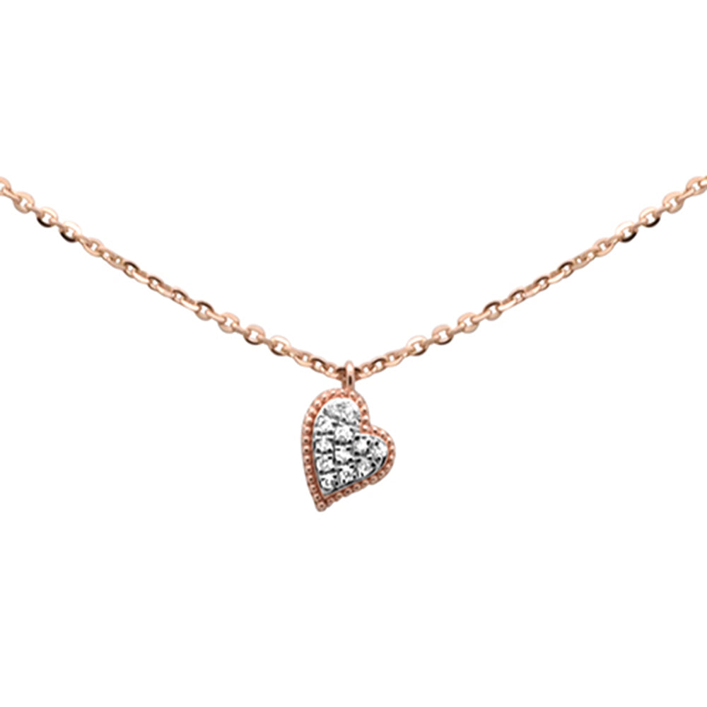 Muse Jewelry .07ct G SI 14K Rose Gold Diamond Heart Pendant Necklace 16+2" Ext