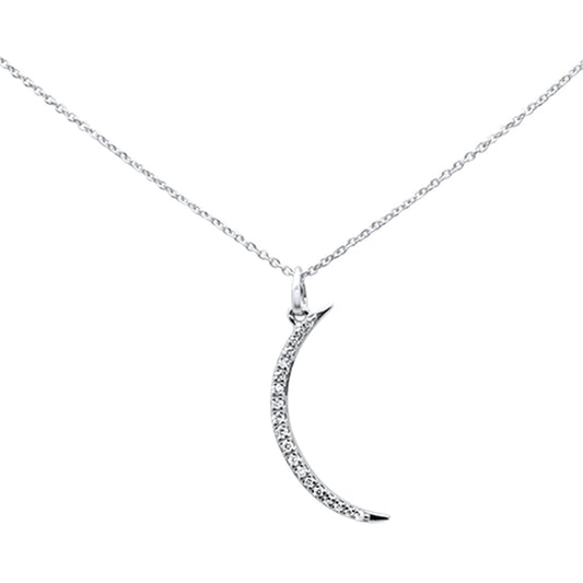 Muse Jewelry .16ct 14kt White Gold Diamond Crescent Moon Pendant Necklace 16"+ 2" Ext