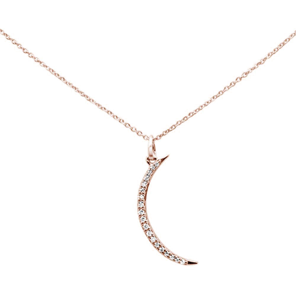 Muse Jewelry .15ct G SI 14K Rose Gold Diamond Half Crescent Moon Pendant Necklace 16+2" Ext.
