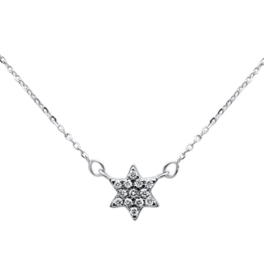 Muse Jewelry .10ct 14kt White Gold Star Diamond Pendant Necklace 16"+ 2" Ext