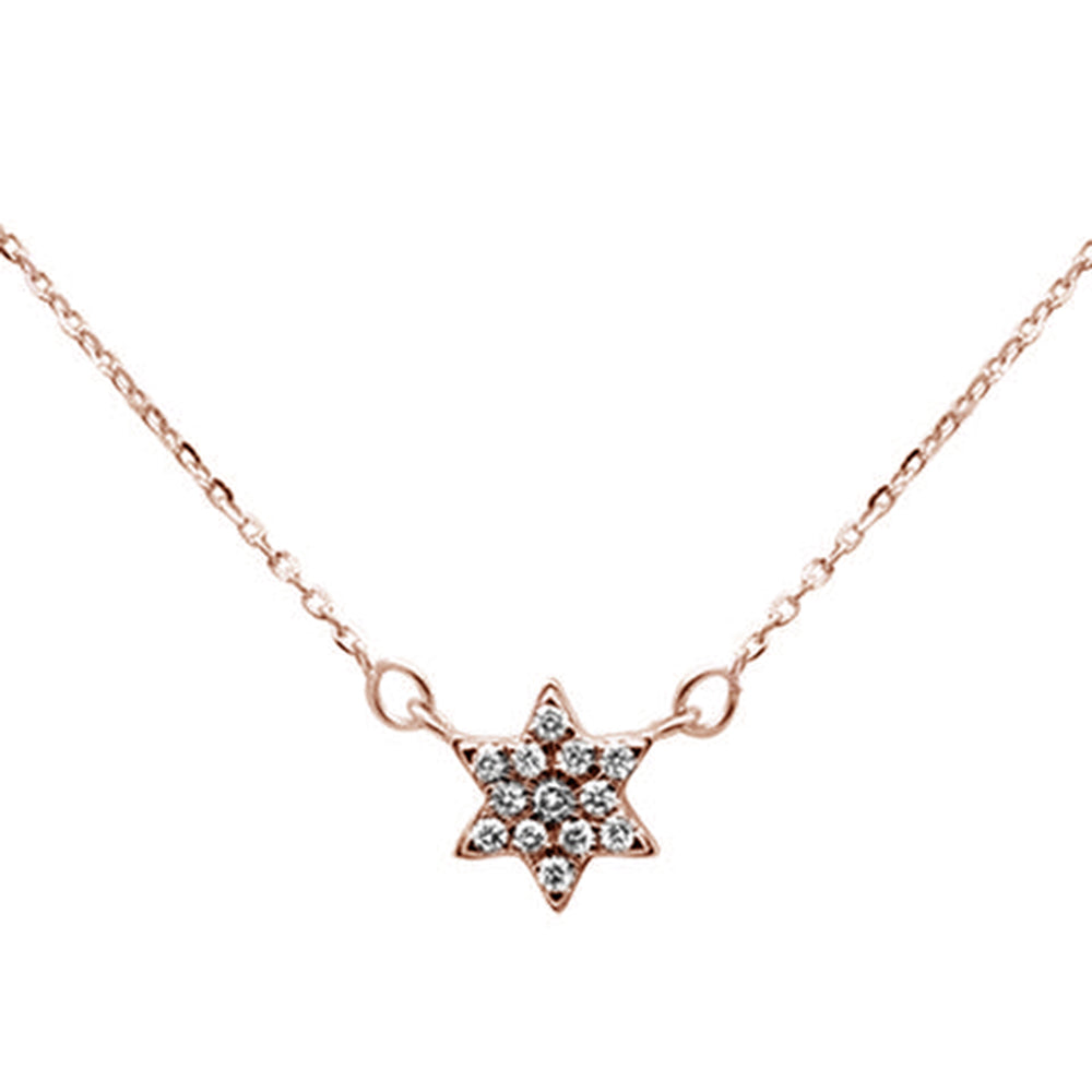 Muse Jewelry .09ct 14K Rose Gold Star Celestial Pendant Necklace