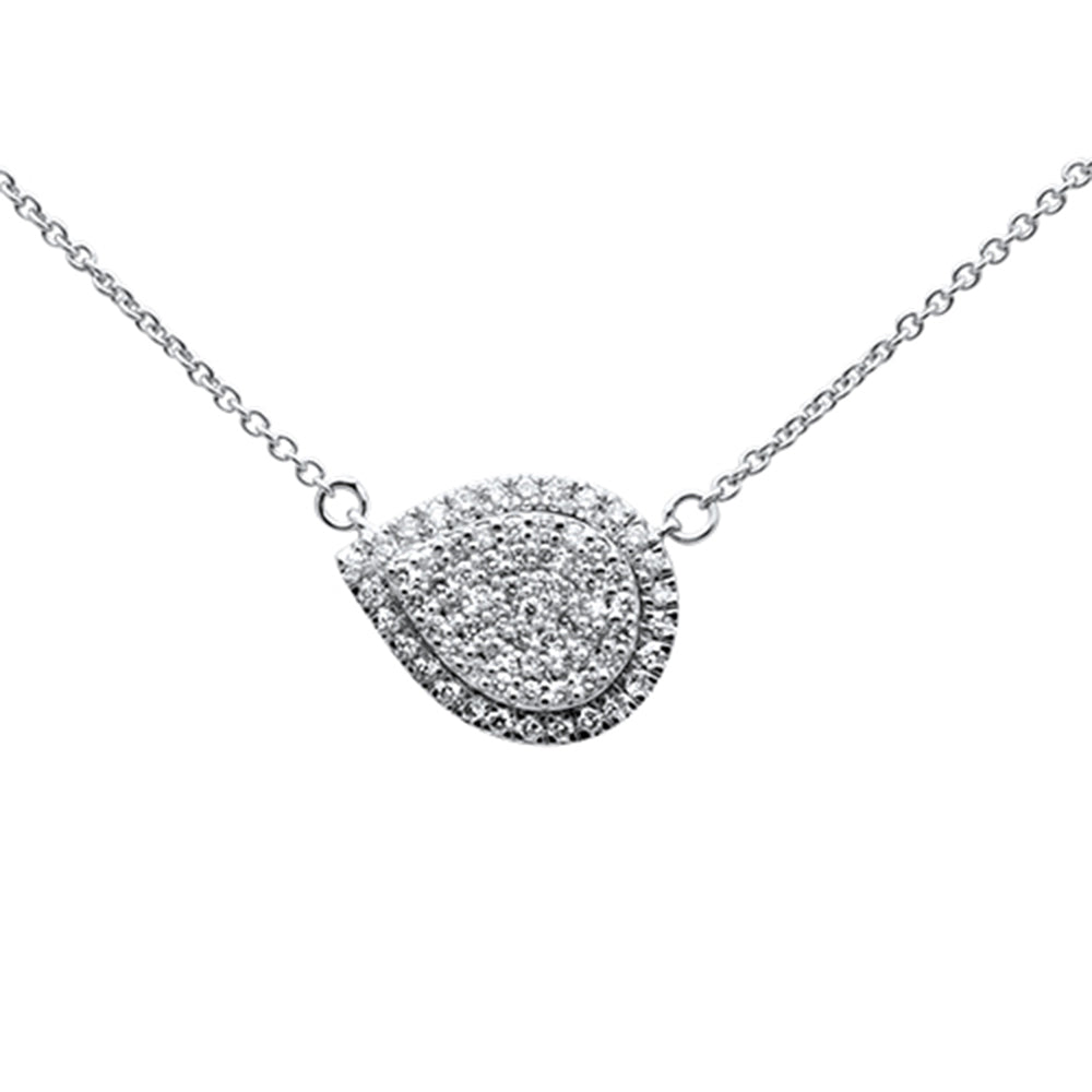 Muse Jewelry .25ct 14k White Gold Diamond Pear Shaped Pendant Necklace 18"