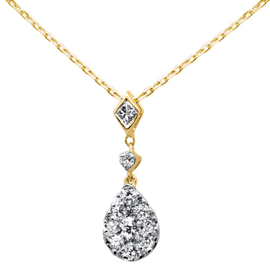 Muse Jewelry .40ct 14k Yellow Gold Diamond Pear Shaped Drop Pendant Necklace 18"