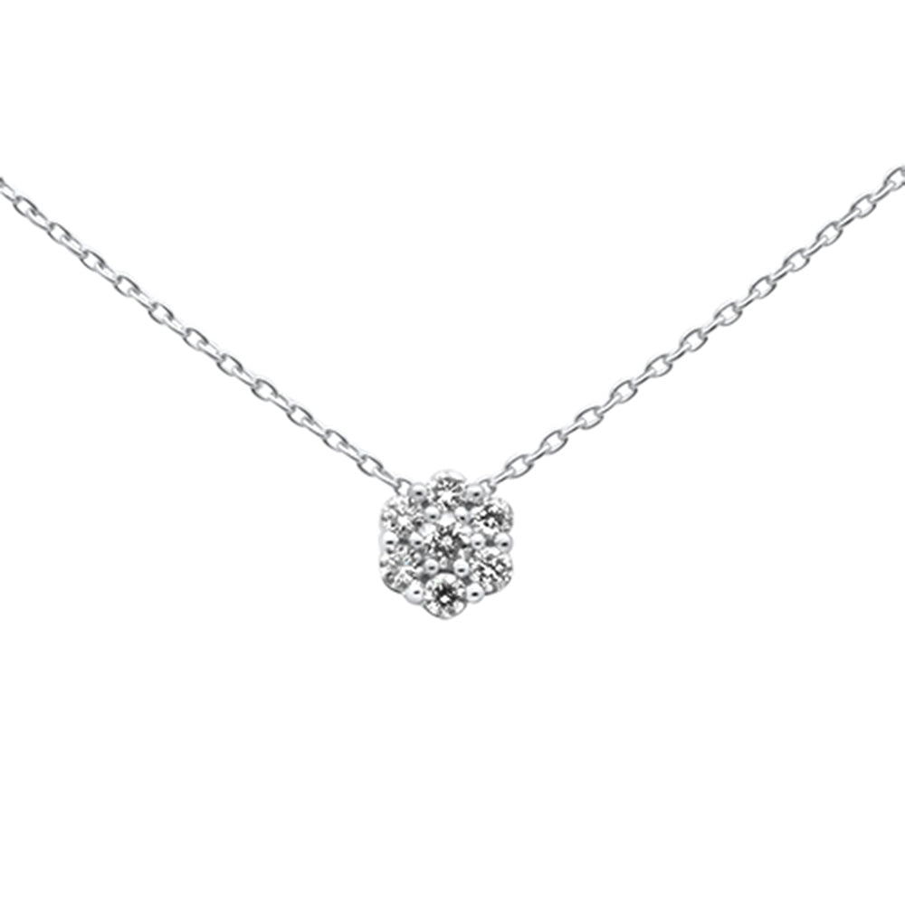 Muse Jewelry .15ct 14k White Gold Diamond Cluster Pendant Necklace 18"