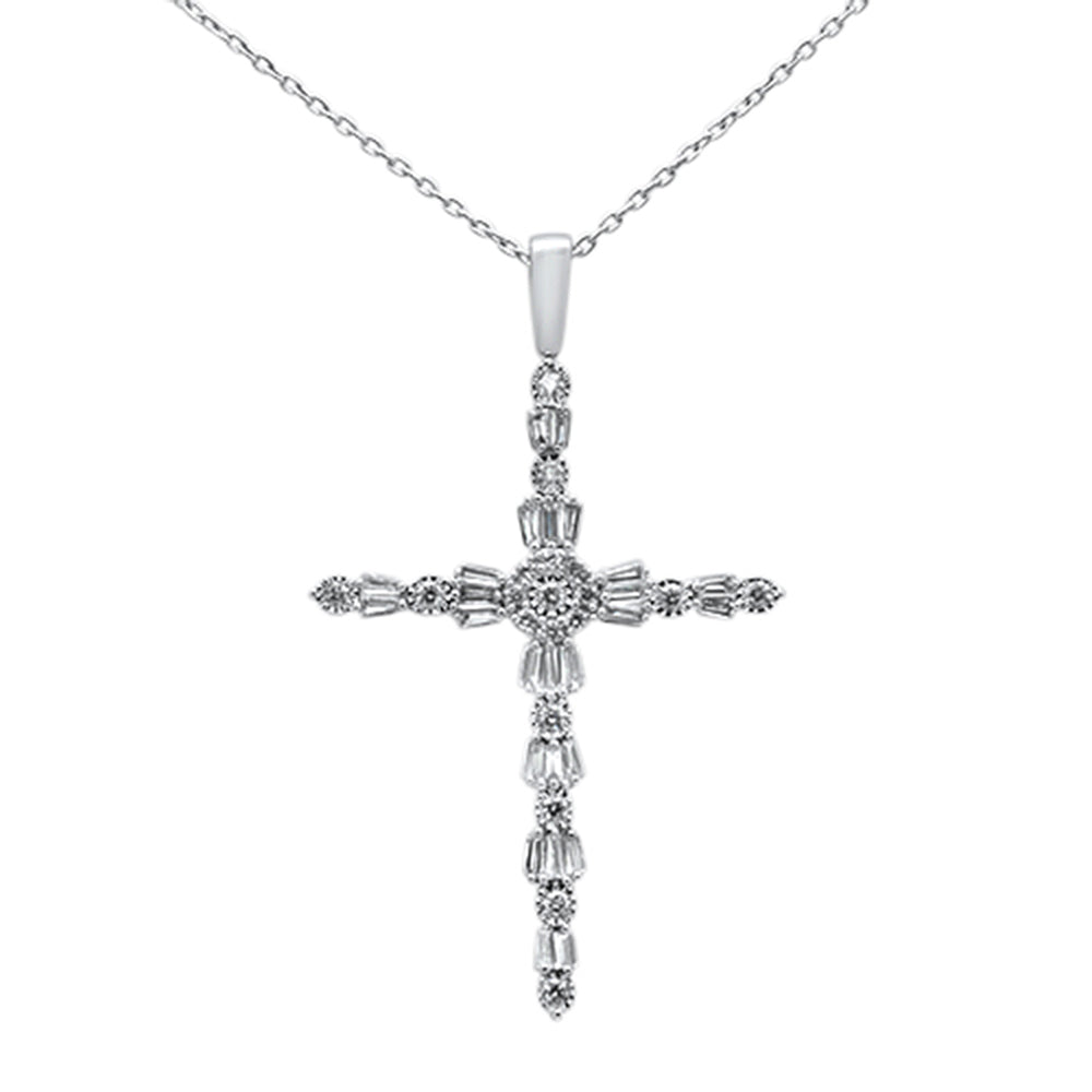 Muse Jewelry .33ct 14k White Gold Unique Diamond Cross Pendant Necklace 18"