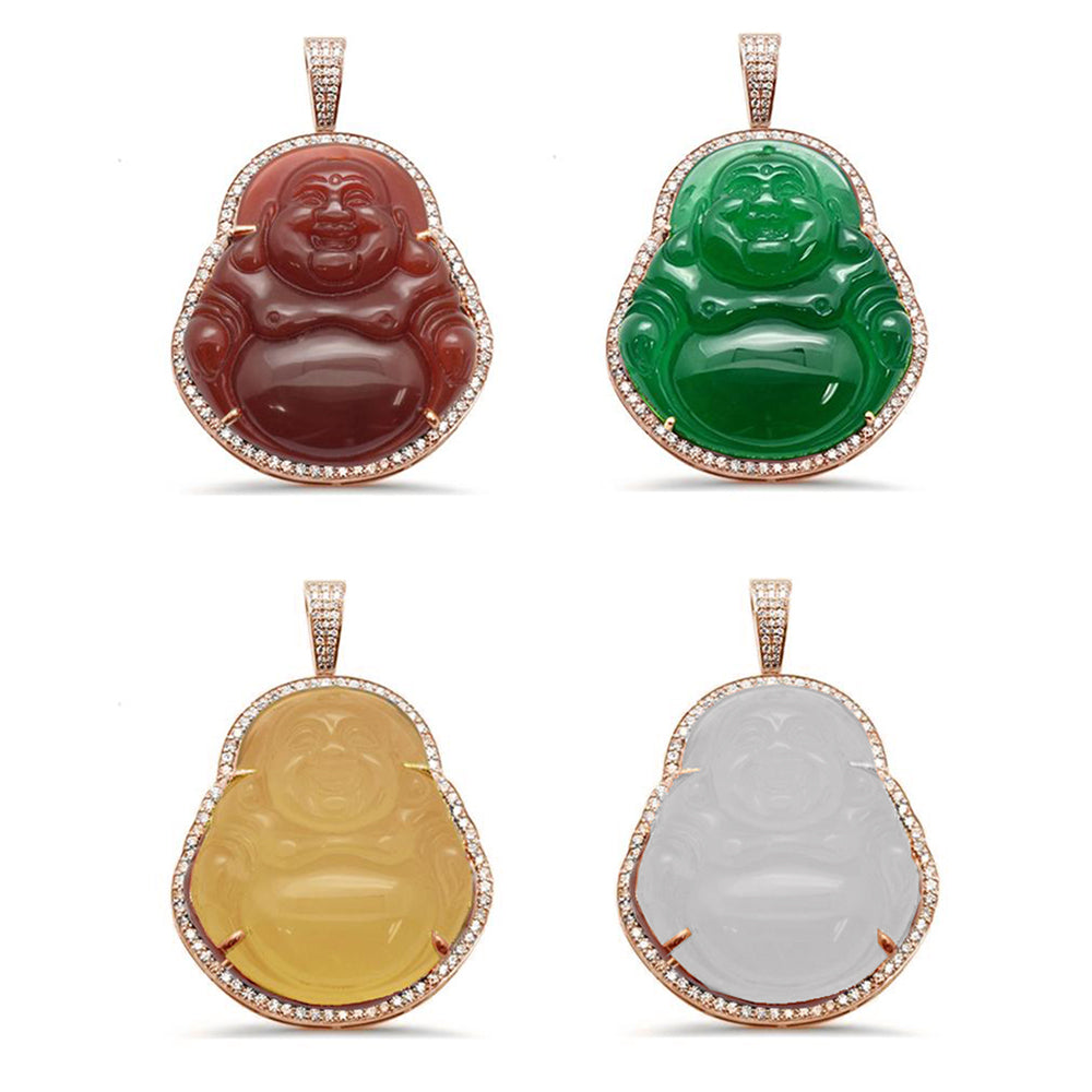 Muse Jewelry .66ct 10k Gold Diamond Small Buddha Pendant All Metal Colors Available