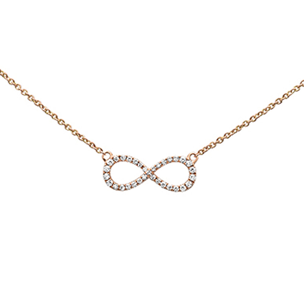 Muse Jewelry .20ct 14K Rose Gold Diamond Infinity Pendant Necklace 16" + 2" Ext