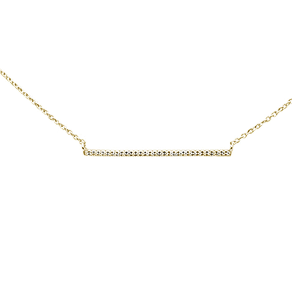 Muse Jewelry .07ct 14K Yellow Gold Diamond Line Bar Necklace 16" + 2" Ext