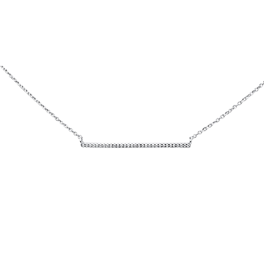 Muse Jewelry .07ct 14K White Gold Diamond Line Bar Necklace 16" + 2" Ext