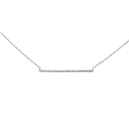 Muse Jewelry .07ct 14K White Gold Diamond Line Bar Necklace 16" + 2" Ext