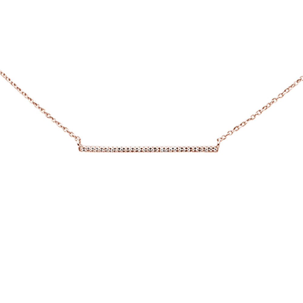 Muse Jewelry .07ct 14K Rose Gold Diamond Line Bar Necklace 16" + 2" Ext