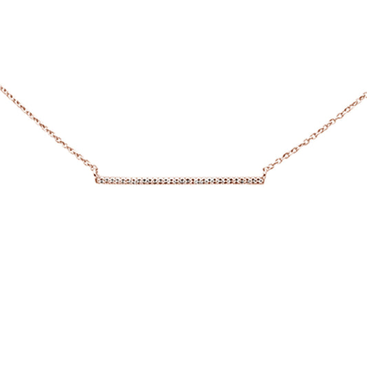 Muse Jewelry .07ct 14K Rose Gold Diamond Line Bar Necklace 16" + 2" Ext