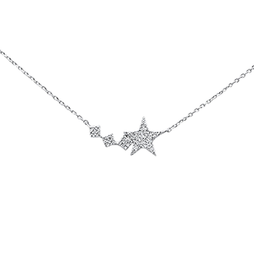 Muse Jewelry .16ct 14K White Gold Diamond Pendant Star Necklace 16" + 2" Ext