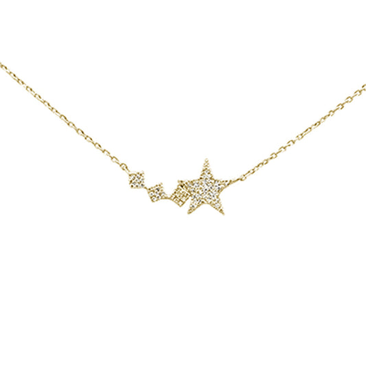 Muse Jewelry .12ct 14K Yellow Gold Diamond Star Pendant Necklace 16" + 2" Ext