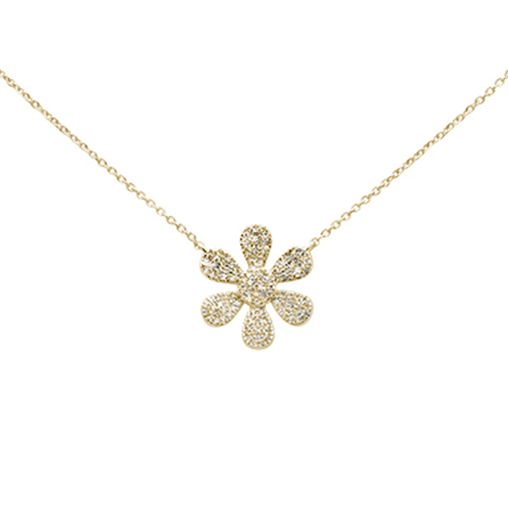 Muse Jewelry .27ct 14K Yellow Gold Diamond Flower Pendant Necklace 16" + 2" Ext