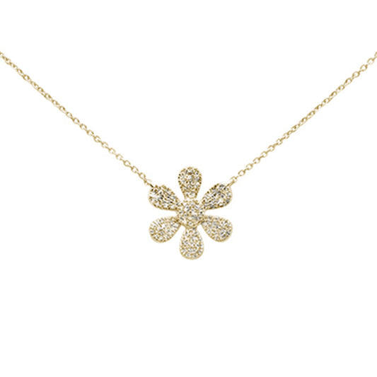 Muse Jewelry .27ct 14K Yellow Gold Diamond Flower Pendant Necklace 16" + 2" Ext