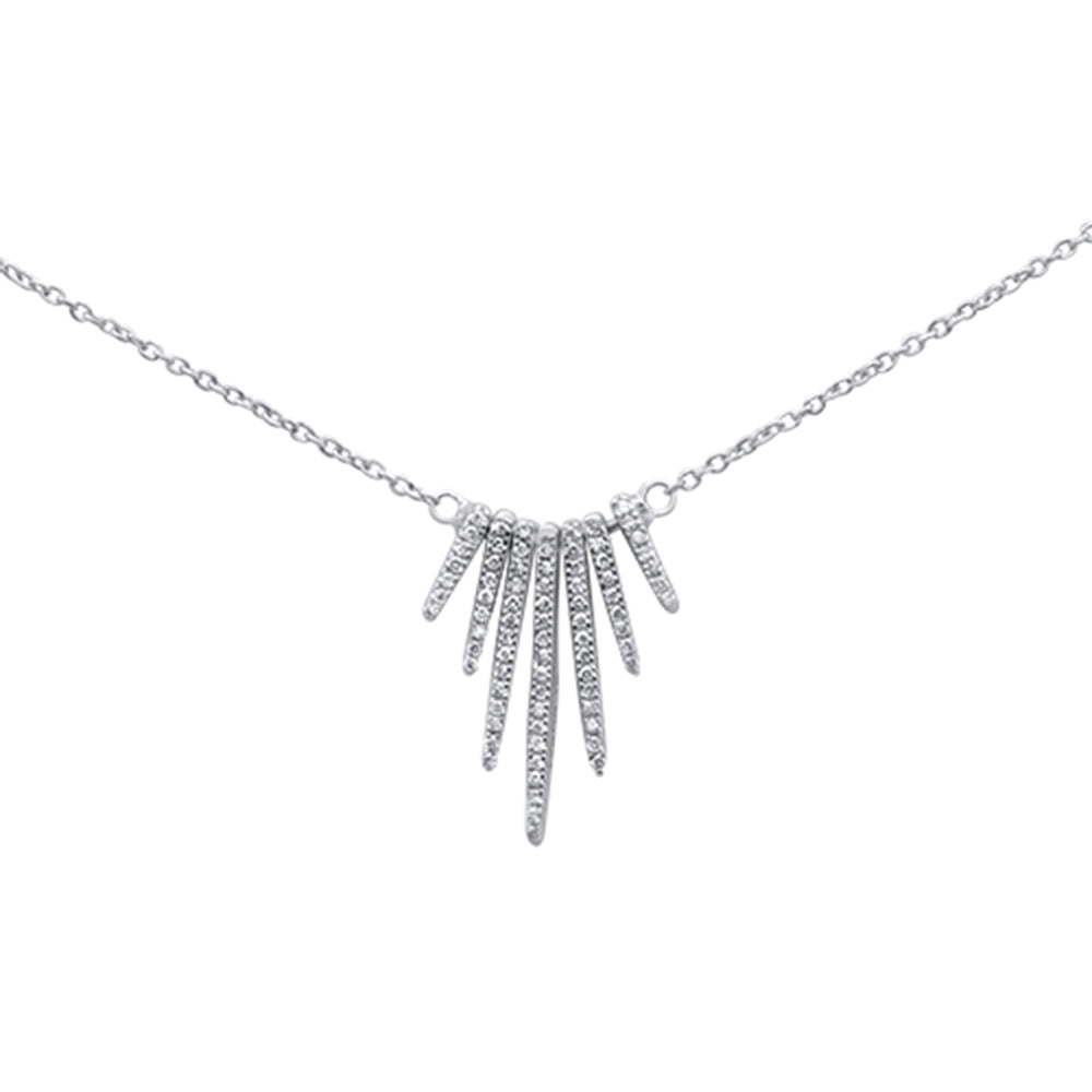 Muse Jewelry .16ct 14K White Gold Trendy Modern Diamond Necklace 16" + 1" Ext